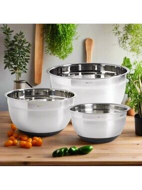 Tramontina Stainless Steel Mixing Bowls with Silicone Base 3 Pack